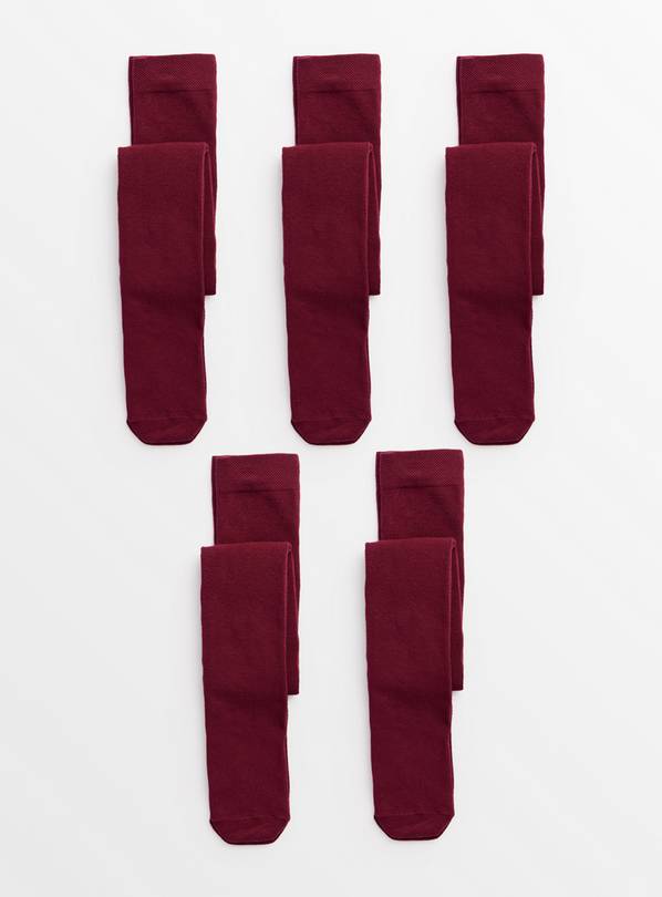 Burgundy Super Soft Seamless Tights 5 Pack  9-10 years